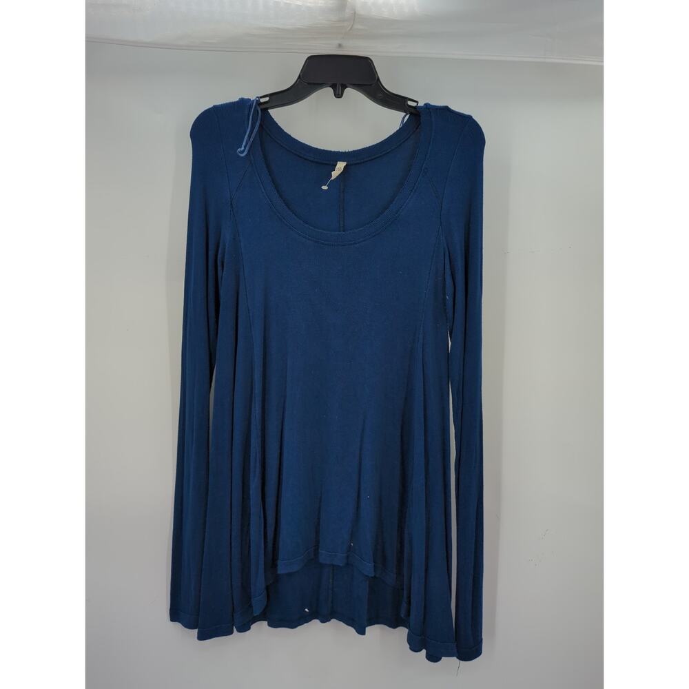 Free People We The Free Blue Ribbed Long Sleeve Tunic Top Small NWT - Picture 2 of 4